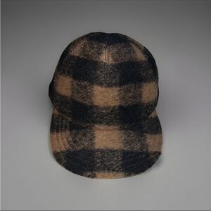 Maison Michel Unisex Brown Wool Plaid Luxury Designer Hailey Baseball Cap Size M
